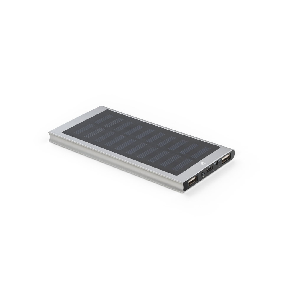 Batterie solaire publicitaire 8000 mAh CLERK Argenté satiné